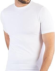 تيشرت ماسترز للرجال داخلي بياقة دائرية من القطن الليكرا من جيت - ابيض