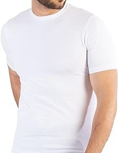 تيشرت ماسترز للرجال داخلي بياقة دائرية من القطن الليكرا من جيت - ابيض