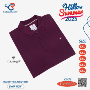 تيشيرت رجالي صيفي ايطاليانو مقاسات خاصة ياقة