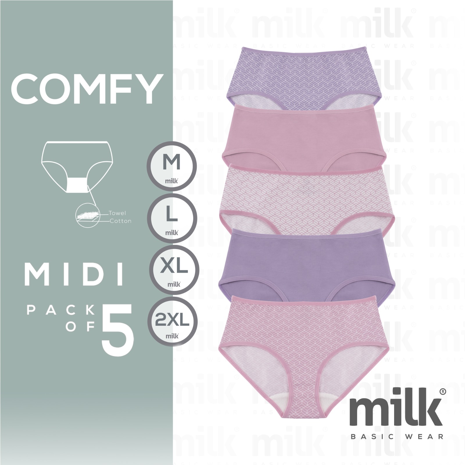 عرض باك 5 بكيني ميدي كومفي فوطة - توكيل ميلك الأصلي عرض باك 5 بكيني ميدي كومفي فوطة - توكيل ميلك الأصلي